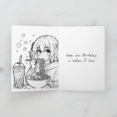 Carte Anime rose mignonne fille avec casque Anniversaire (Intérieur)