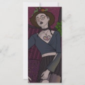 Carte Anime Sorcière noire rose Ado Signet de dessin (Dos)