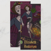 Carte Anime Sorcière noire rose Ado Signet de dessin (Devant / Derrière)