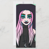 Carte Anime Sorcière noire rose Ado Signet de dessin (Dos)