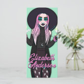 Carte Anime Sorcière noire rose Ado Signet de dessin (Debout devant)