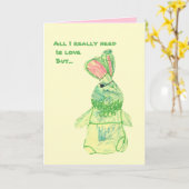 Carte Anita Bunny "Funny" Verticale Toutes Tailles (Fleur jaune)
