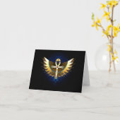Carte Ankh or avec ailes (Fleur jaune)