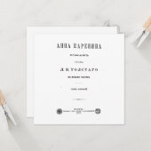 Carte Anna Karenina - Première page de couverture du vol (Devant/Arrière en situation)
