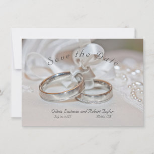 Carte Anneaux de mariage élégants Enregistrer la date In