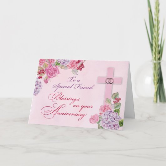 Carte Anneaux de mariage religieux pour amis Anniversair (Devant)