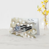 Carte Anneaux et perles blanches Notre jour de mariage (Fleur jaune)