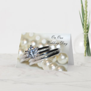 Carte Anneaux et perles blanches Notre jour de mariage