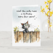 Carte Année bissextile Anniversaire Février 29 Drôle Cha (Fleur jaune)