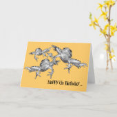 Carte Année bissextile Anniversaire : Grenouilles bondis (Fleur jaune)