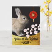 Carte Année chinoise des fleurs de cerisiers de lapin (Fleur jaune)