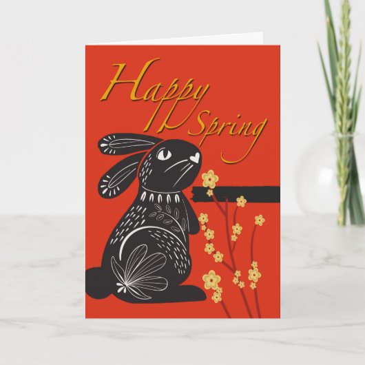 Carte Année chinoise du lapin Printemps heureux (Devant)