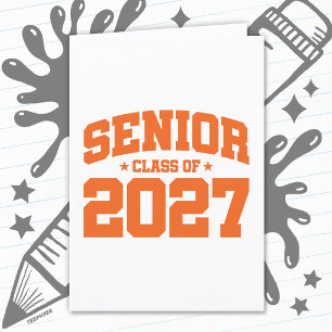 Carte Année de fin d'études Lycée Orange Terminale Promo