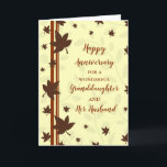 Carte Année de la petite-fille d'automne et son mari<br><div class="desc">Joyeuse carte d'anniversaire mariage pour petite-fille et son mari avec l'automne laisse motif,  et verset sincère.</div>