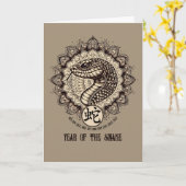 Carte Année de l'anniversaire du serpent (Fleur jaune)