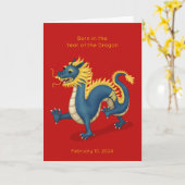 Carte Année de naissance du bébé dragon Annouement (Fleur jaune)