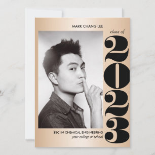 CARTE ANNÉE D'OR NOIR BOLD COLLEGE DIPLÔME PHOTO