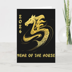 Carte Année du Cheval 2026 Bonne année lunaire chinoise