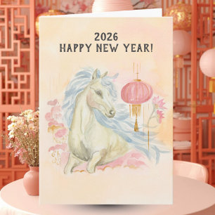 Carte Année du Cheval 2026 Nouvel An Chinois