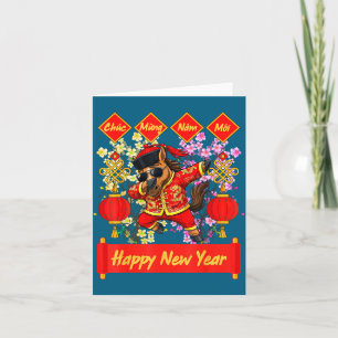 Carte Année du Cheval 2026 Nouvel An Lunaire Vietnamien