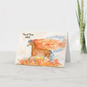 Carte Année du Cheval avec Feu Bonne Année 2026 (Devant)