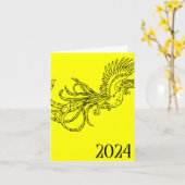 Carte année du dragon 2024 (Fleur jaune)