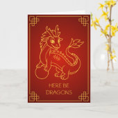 Carte Année du Dragon 2024 Zodiaque Chinois Vide (Fleur jaune)