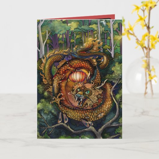 Carte Année du Dragon de Bois 2024 (Fleur jaune)