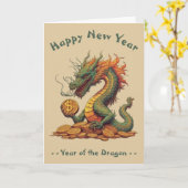 Carte Année du dragon Nouvel An chinois (Fleur jaune)