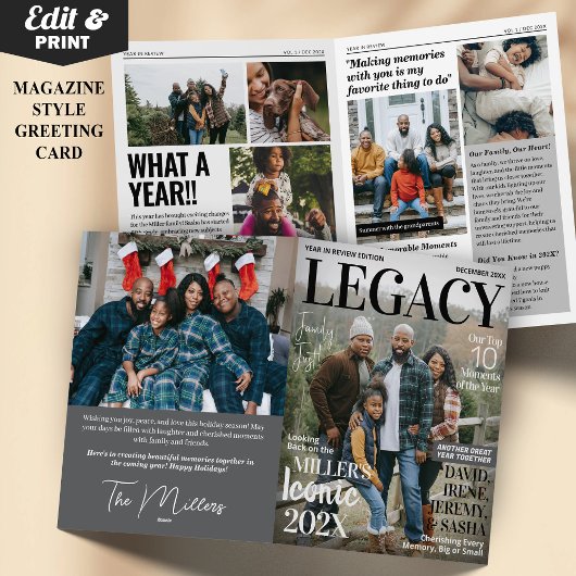 Carte Année en revue Magazine Greeting Card Pics Collage