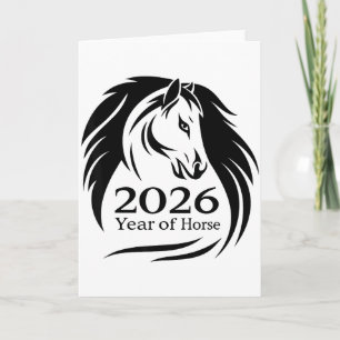 Carte Année festive du cheval de feu 2026 Nouvel An chin