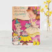 Carte Années 1940 Vintage fille d'anniversaire (Fleur jaune)