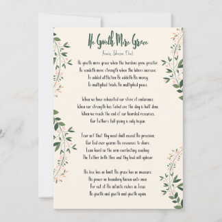 Carte Annie Johnson Flint - "Il donne plus de grâc