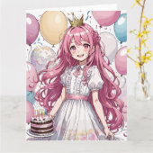 Carte Annime fille (Fleur jaune)