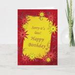 Carte Anniversaire<br><div class="desc">Une carte d'anniversaire brillante aux étoiles rouges et jaunes. Une carte animée pour les jeunes de coeur. Une belle carte d'anniversaire à envoyer lorsque vous êtes en retard avec les salutations d'anniversaire! Voir tous les âges et relations dans mon magasin : http://www.zazzle.com/eggznbeenz</div>