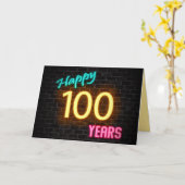 Carte Anniversaire 100 néon en brique (Fleur jaune)