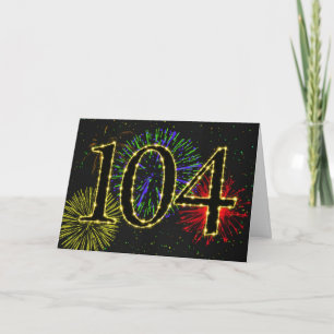 Carte anniversaire 104e avec feu d'artifice