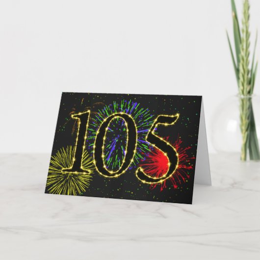 Carte anniversaire 105e avec feu d'artifice (Devant)