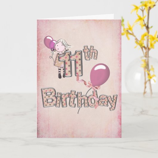 Carte Anniversaire 11 ans (Fleur jaune)
