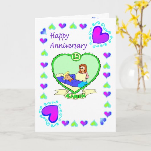 Carte Anniversaire 12e anniversaire de lin (Fleur jaune)