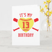 Carte Anniversaire 13 ans Heart Softball Anniversaire (Fleur jaune)