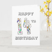Carte anniversaire 14e (Fleur jaune)