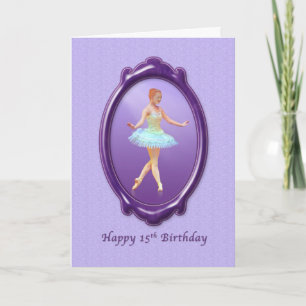 Carte Anniversaire, 15, Ballerina en violet et lavande