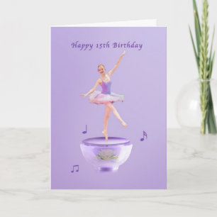 Carte Anniversaire, 15ème, ballerine de boîte à musique