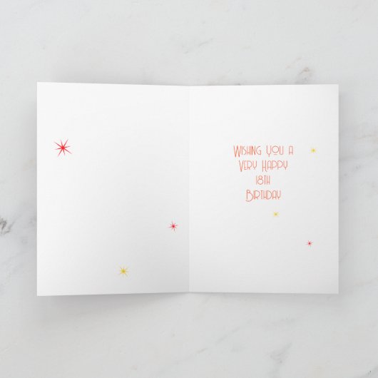 Carte Anniversaire 18 ans Fun Orange Sunburst modifiable (Intérieur)