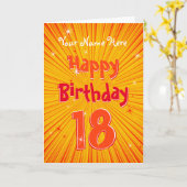 Carte Anniversaire 18 ans Fun Orange Sunburst modifiable (Fleur jaune)