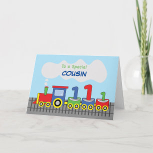 Carte Anniversaire 1ère Cousine Train Coloré sur la Voie