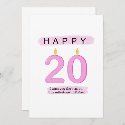 Carte anniversaire 20 (Devant / Derrière)