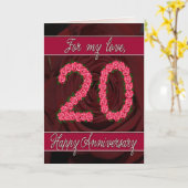 carte anniversaire 20 ans avec roses et feuilles (Fleur jaune)