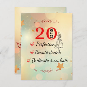Carte anniversaire 20 ans beauté divine
